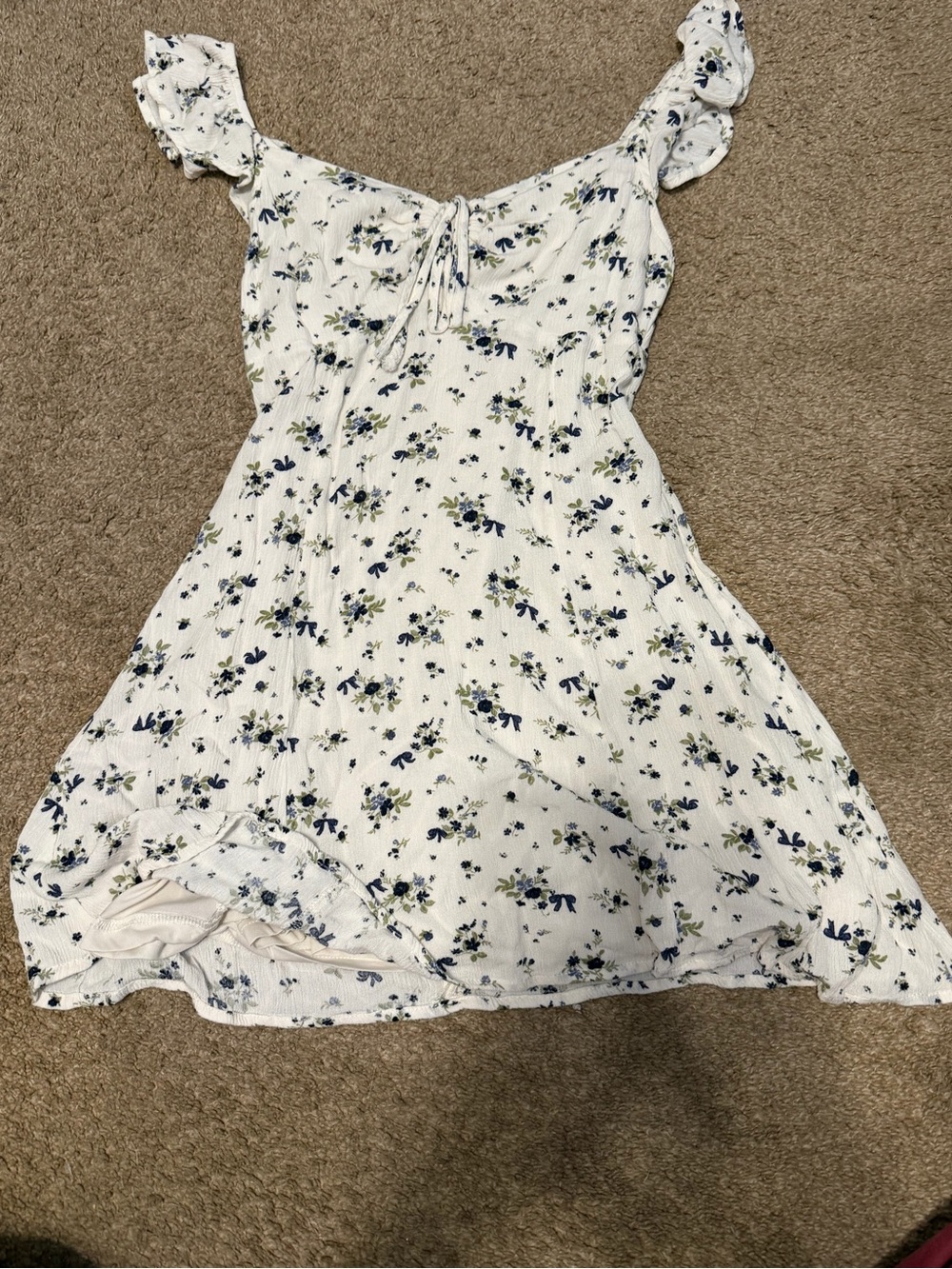 L.A. Hearts Cream Floral Tie-Front Sundress